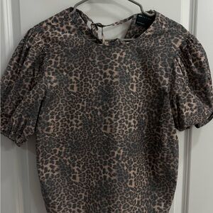 Leopard Puff Sleeve Top